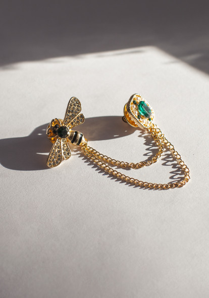 Metal brooch "Bee" gold color Krisstel